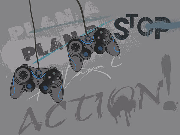 Een videogamecontroller van een snoer Een videogamecontroller van een snoer