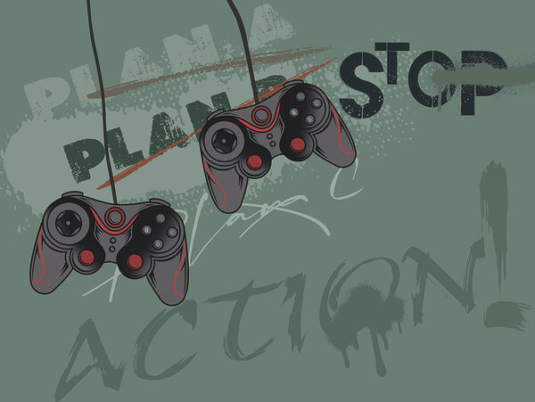 Een videogamecontroller van een touwtje Een videogamecontroller van een touwtje