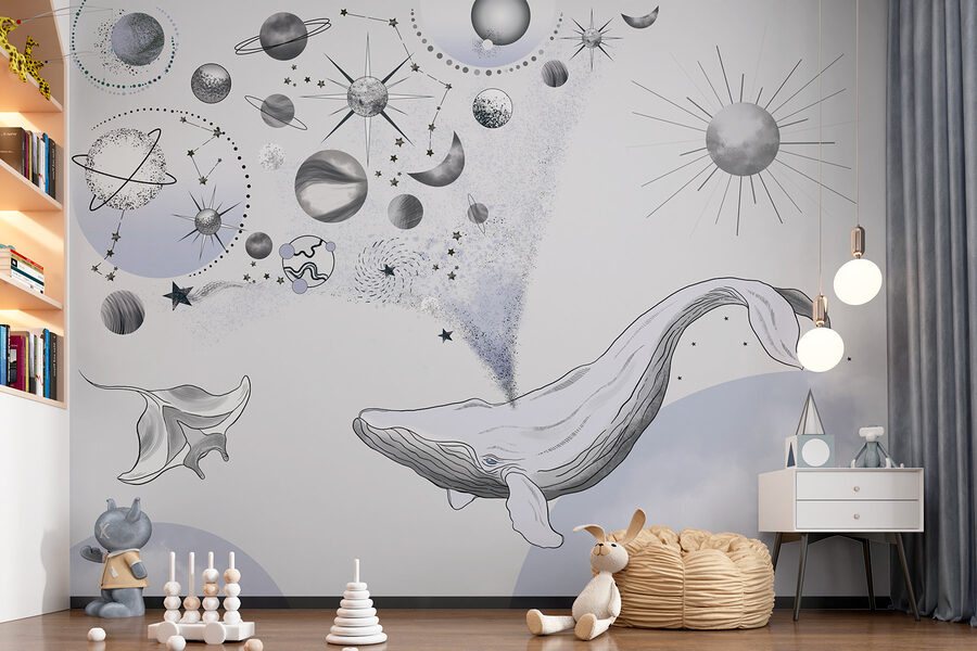 Een walvis en planeten