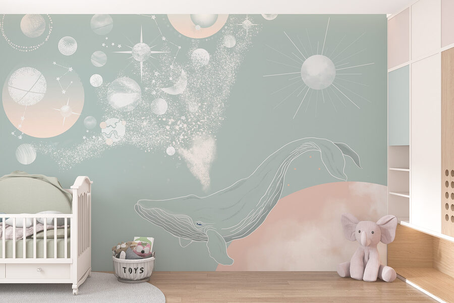 Een walvis met een rookwolk