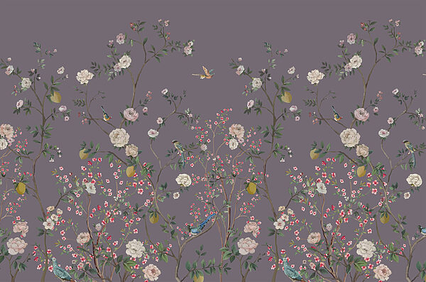 Een behang met vogels en bloemen Een behang met vogels en bloemen