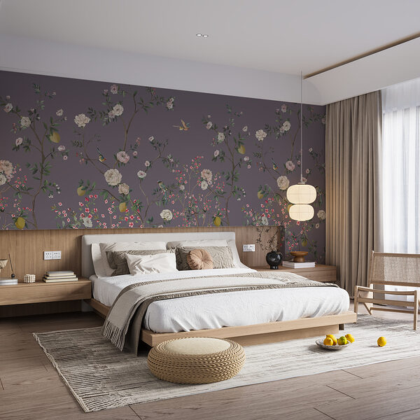 Een behang met vogels en bloemen Een behang met vogels en bloemen