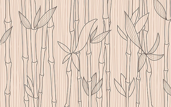 Een tekening van bamboestengels en bladeren Een tekening van bamboestengels en bladeren