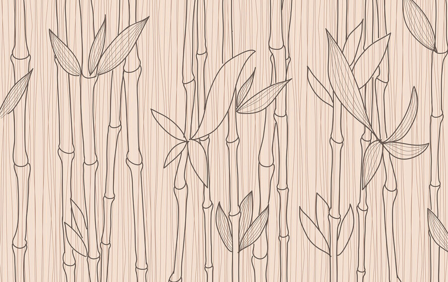 Een tekening van bamboestengels en bladeren Een tekening van bamboestengels en bladeren