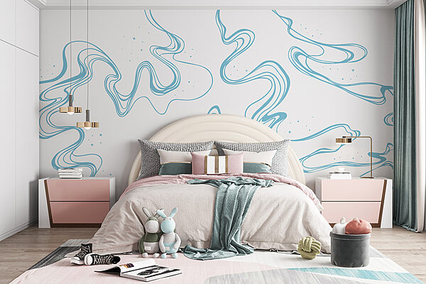 A white background with blue lines