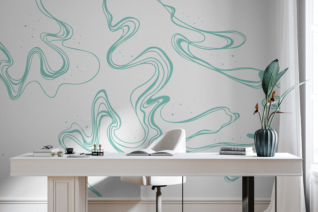 A white background with green lines