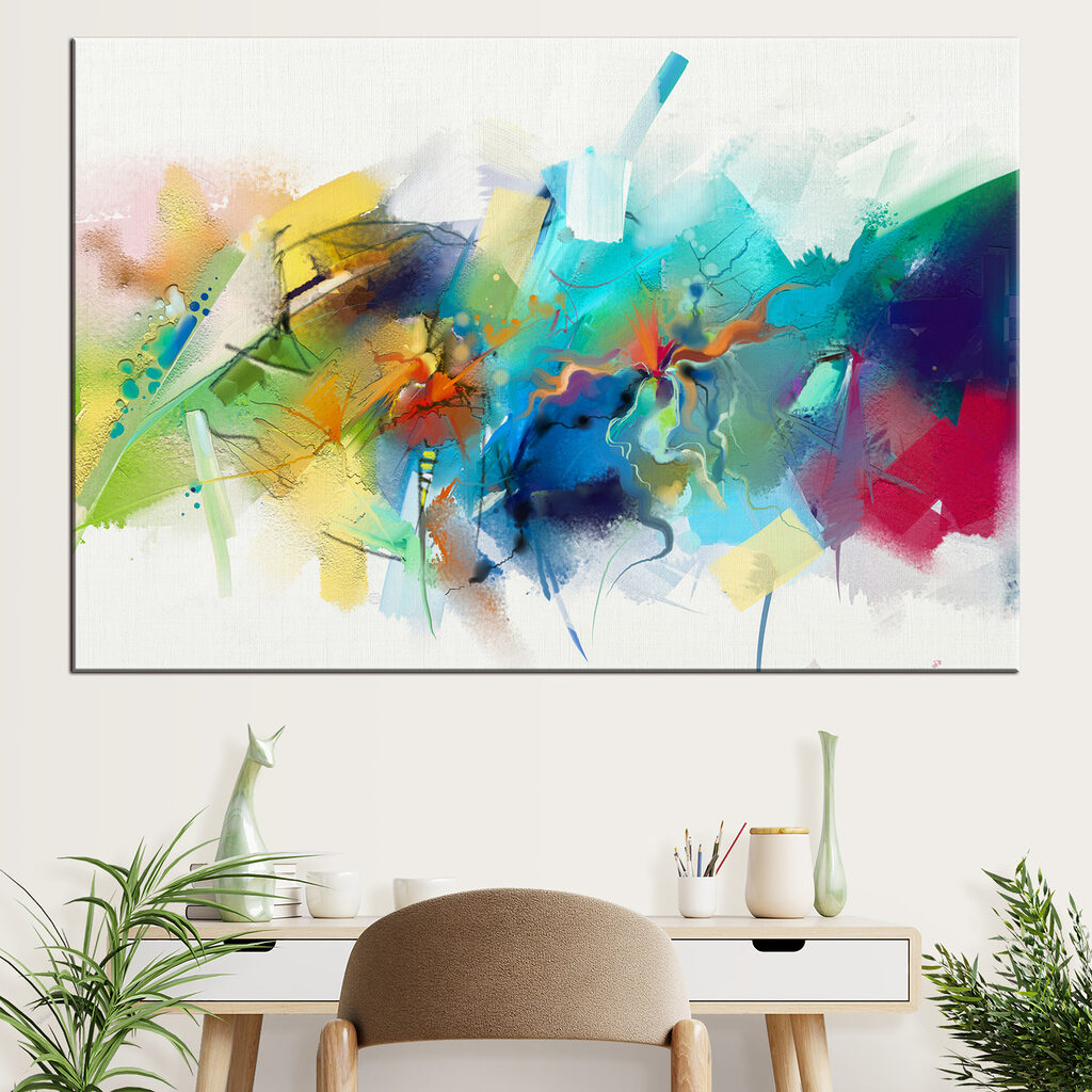 A colorful painting of flowers