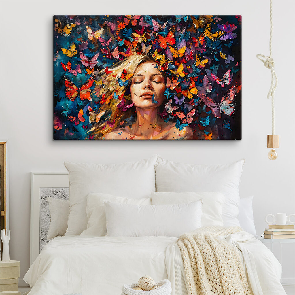 A woman surrounded by butterflies