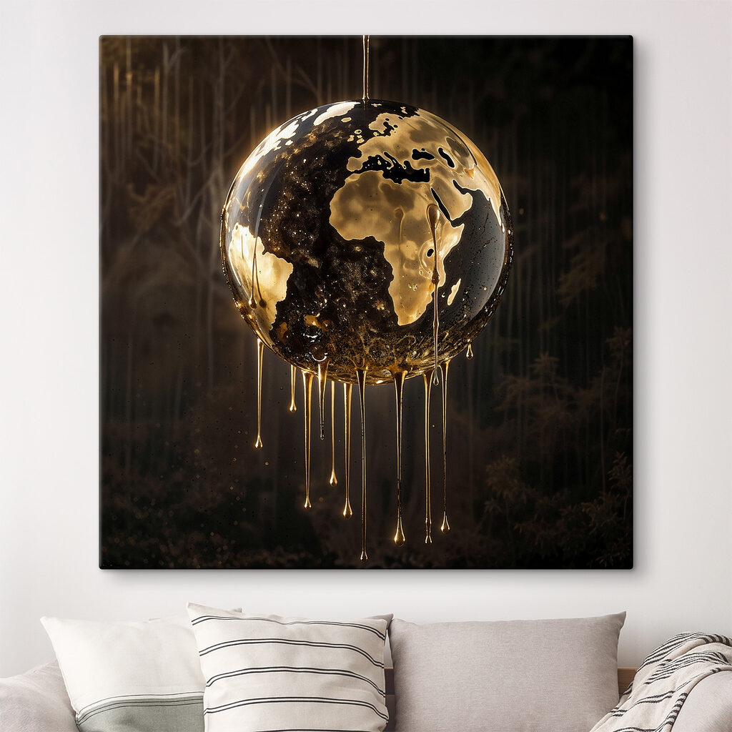 A globe with dripping liquid