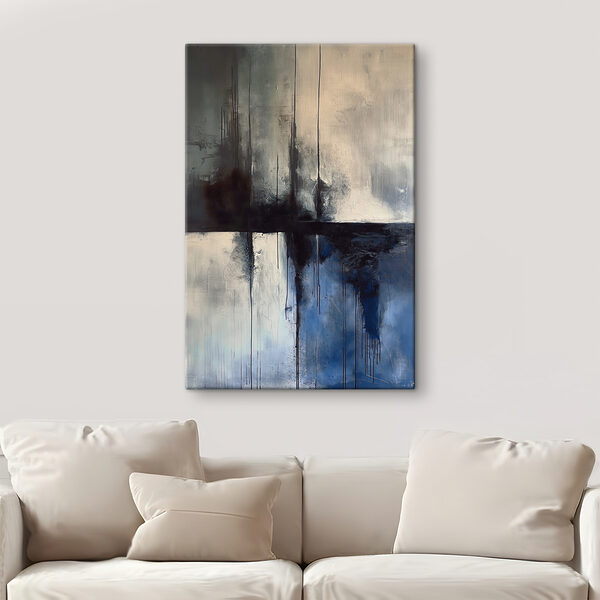 A painting of a black and white square