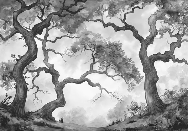 A group of trees with no leaves