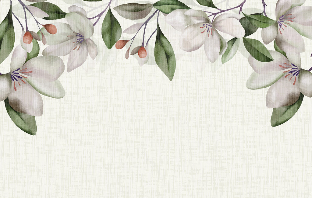 Witte bloemen en groene bladeren Witte bloemen en groene bladeren