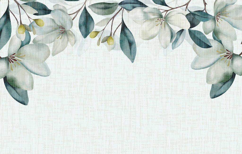 A white flowers and green leaves