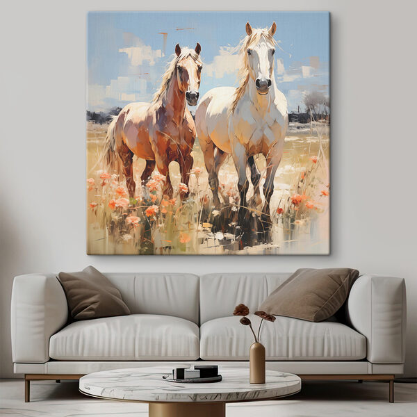 Two horses standing in a field Two horses standing in a field