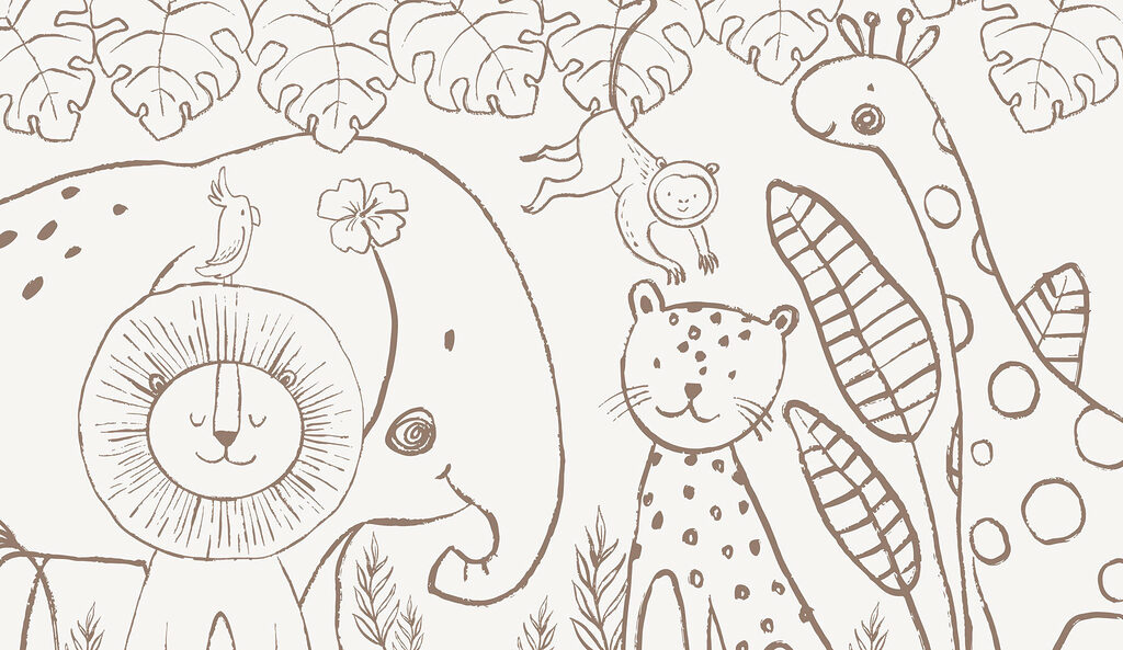 A drawing of animals and plants A drawing of animals and plants