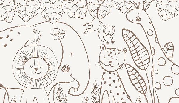 A drawing of animals and plants A drawing of animals and plants