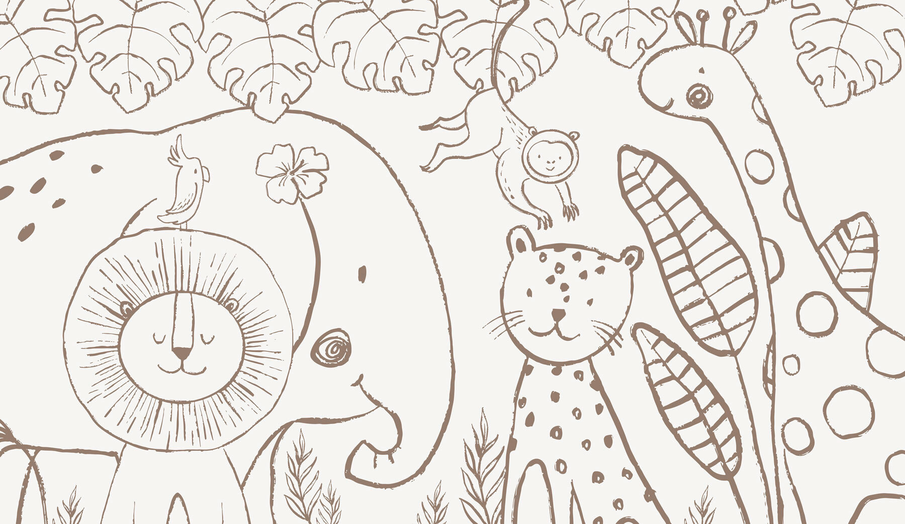 A drawing of animals and plants A drawing of animals and plants