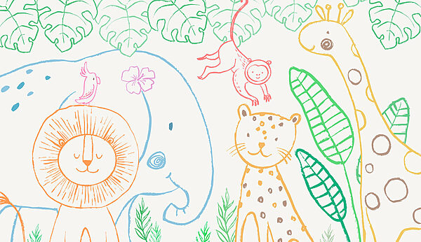 Een tekening van dieren en planten Een tekening van dieren en planten