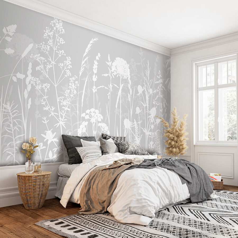 Een wit silhouet van bloemen