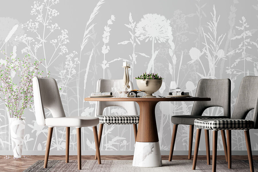 Een wit silhouet van bloemen