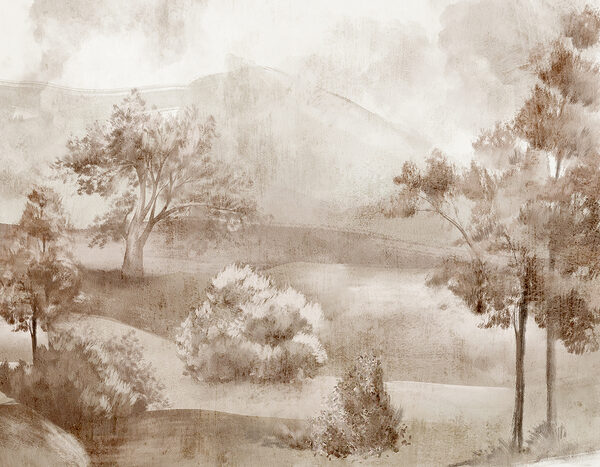 Een landschap met bomen en struiken Een landschap met bomen en struiken