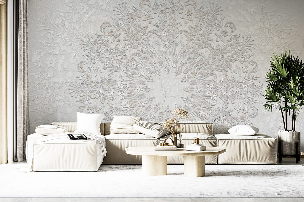 A white and grey circular pattern A white and grey circular pattern