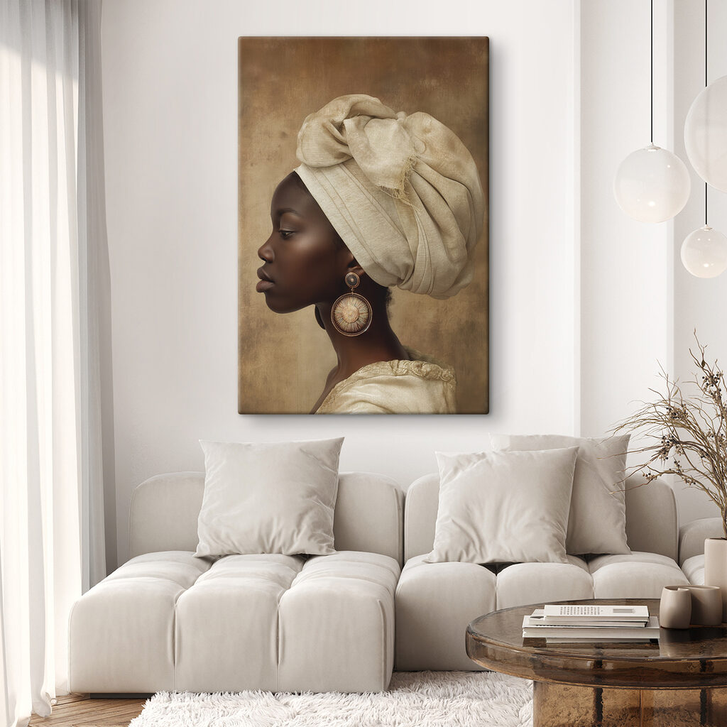 A woman wearing a head wrap A woman wearing a head wrap