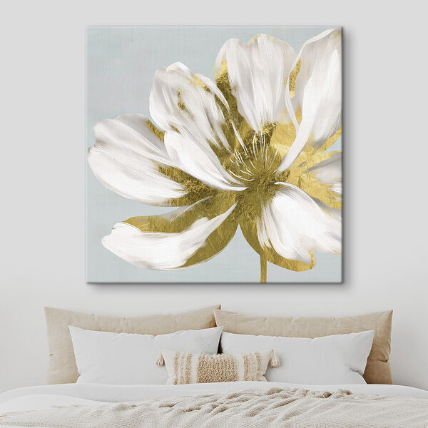 Elegant wit bloemblad met metallic accenten Elegant wit bloemblad met metallic accenten