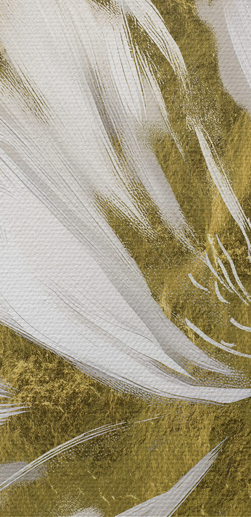 Elegant white petal with metallic accents Elegant white petal with metallic accents