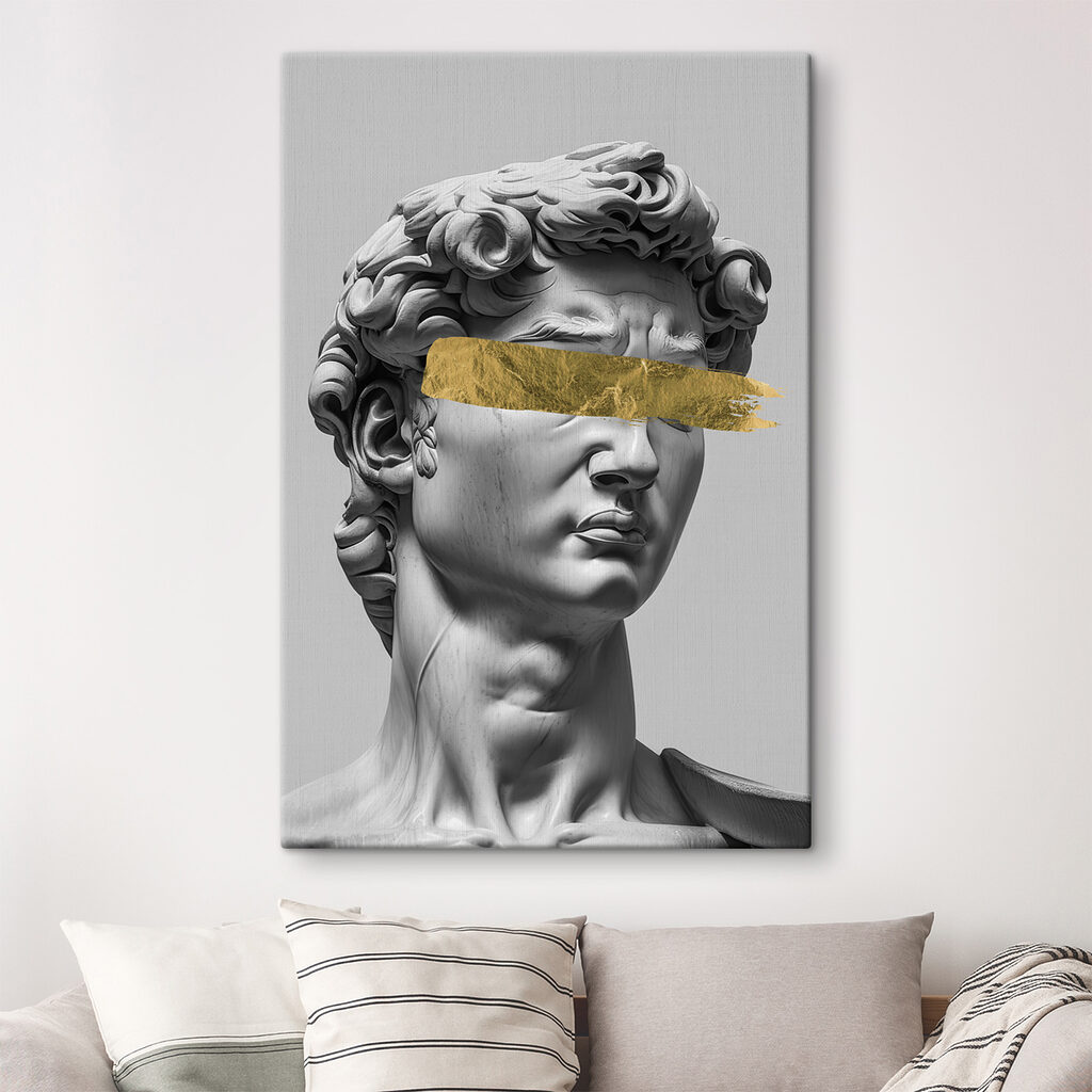 Statue with bold brushstroke accent Statue with bold brushstroke accent