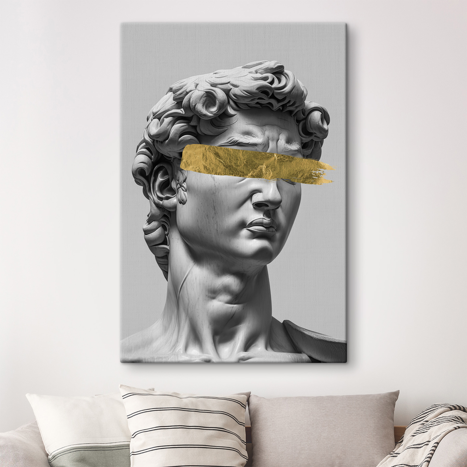 Statue with bold brushstroke accent Statue with bold brushstroke accent