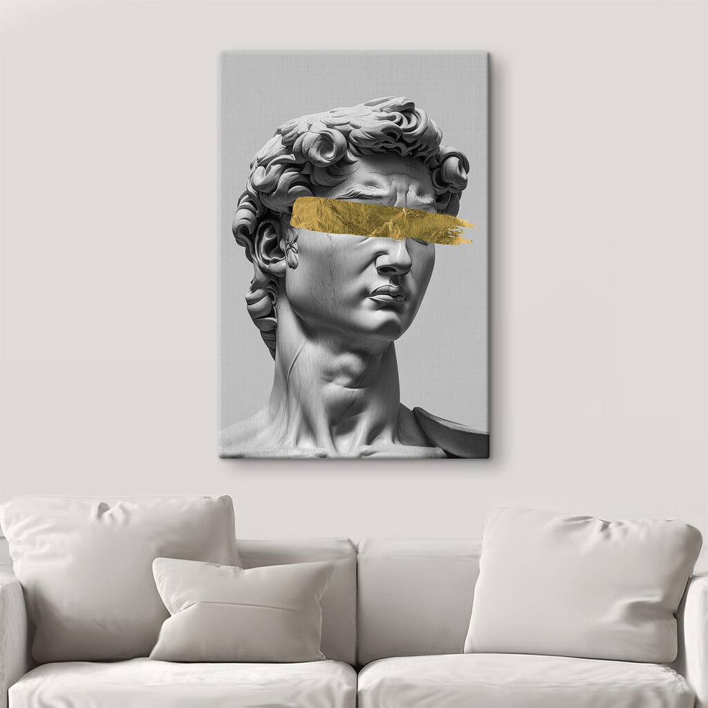 Statue with bold brushstroke accent Statue with bold brushstroke accent