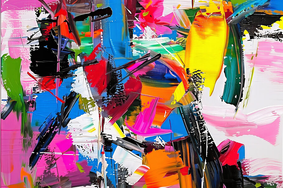 Een schilderij van verschillende kleuren