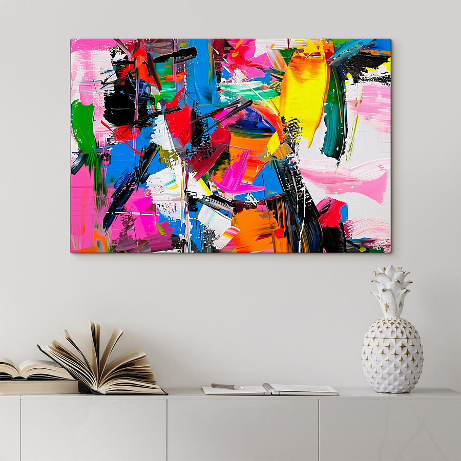 Een schilderij van verschillende kleuren