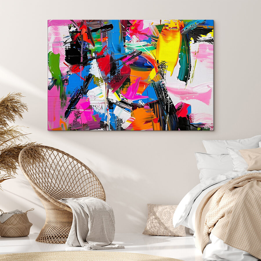 Een schilderij van verschillende kleuren