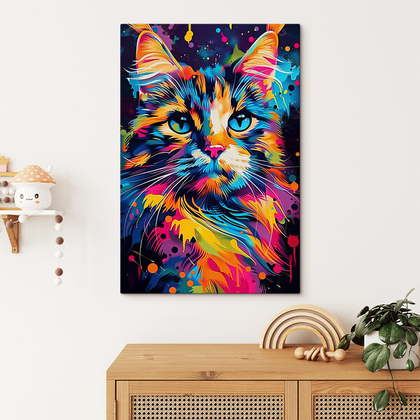 Een kleurrijke kat met blauwe ogen Een kleurrijke kat met blauwe ogen