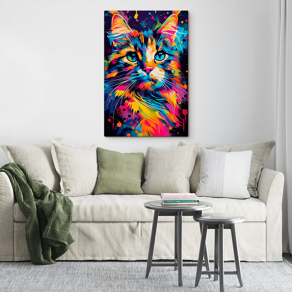 Een kleurrijke kat met blauwe ogen Een kleurrijke kat met blauwe ogen