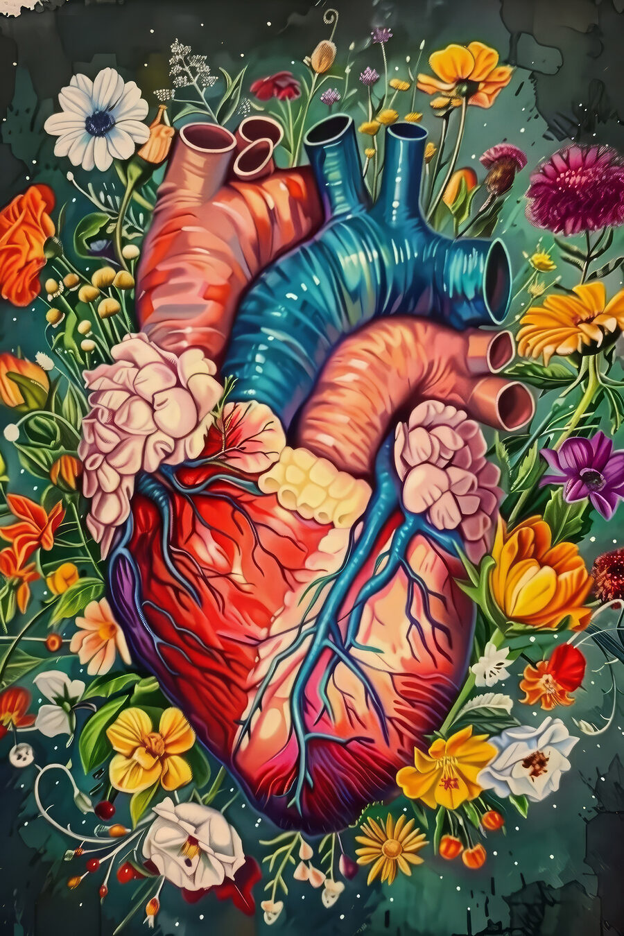 Een kleurrijk hart met bloemen