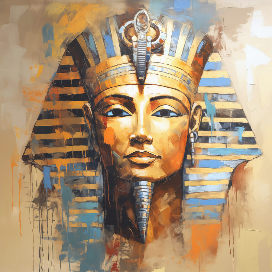 Een schilderij van een Egyptische koningin