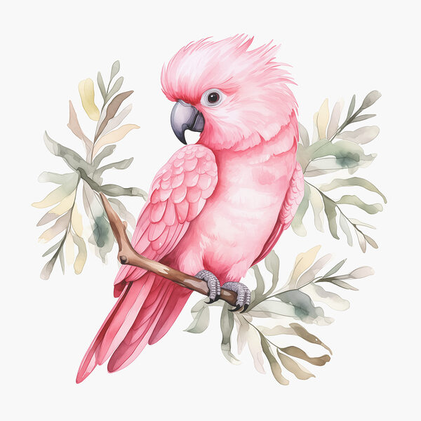Een roze vogel op een tak Een roze vogel op een tak