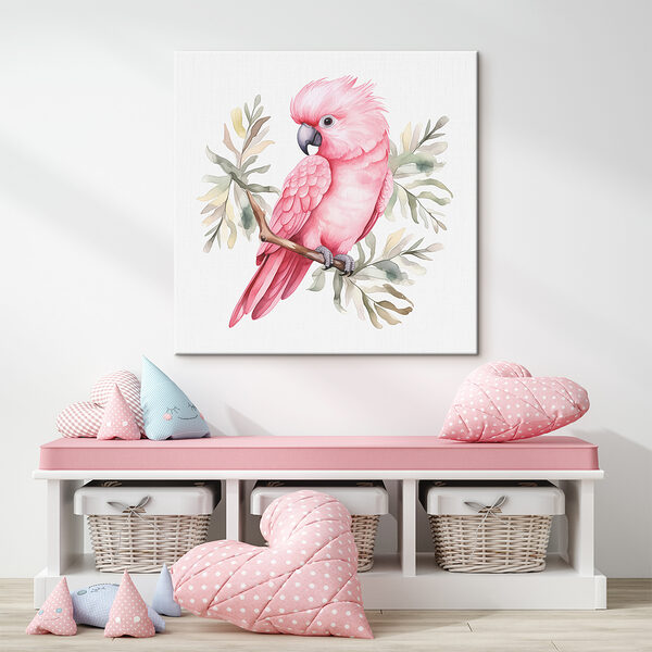 Een roze vogel op een tak Een roze vogel op een tak