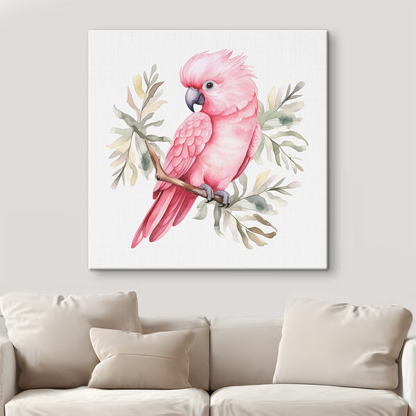 Een roze vogel op een tak Een roze vogel op een tak