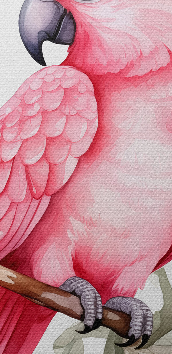 Een roze vogel op een tak Een roze vogel op een tak