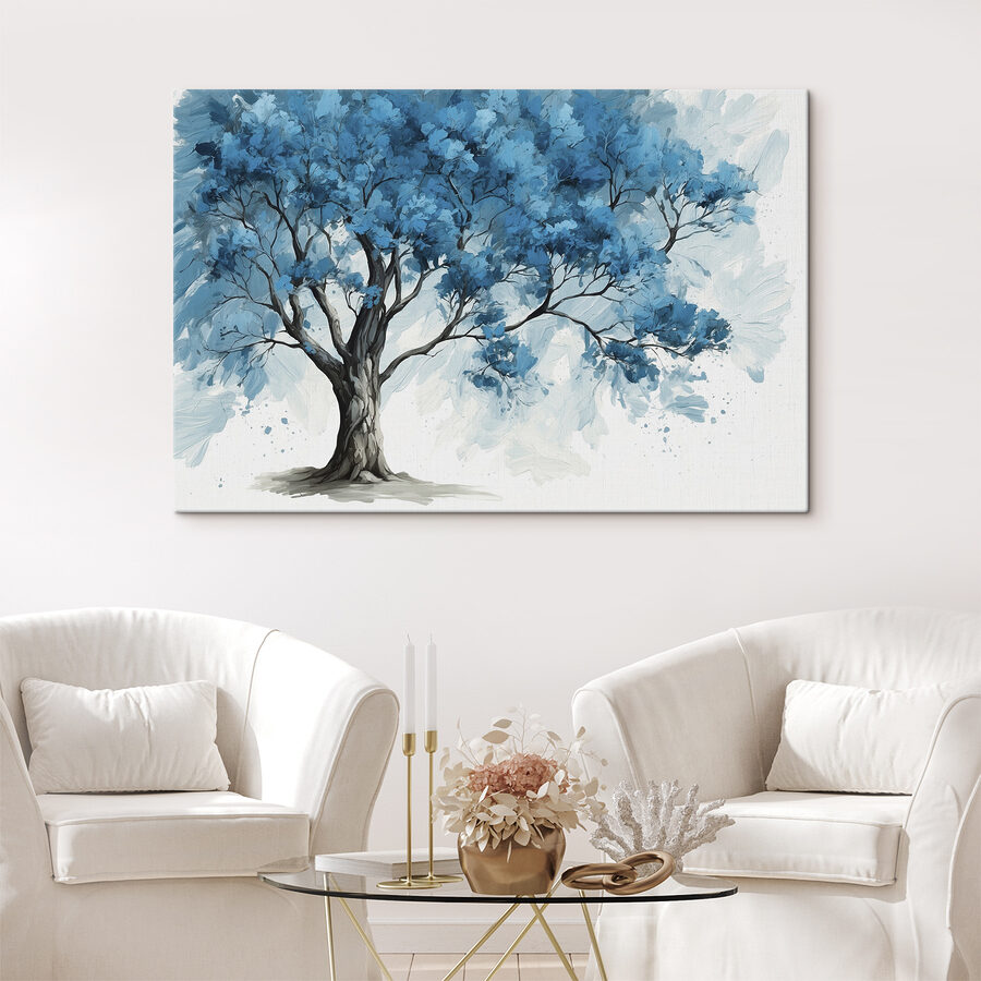 Een boom met blauwe bladeren