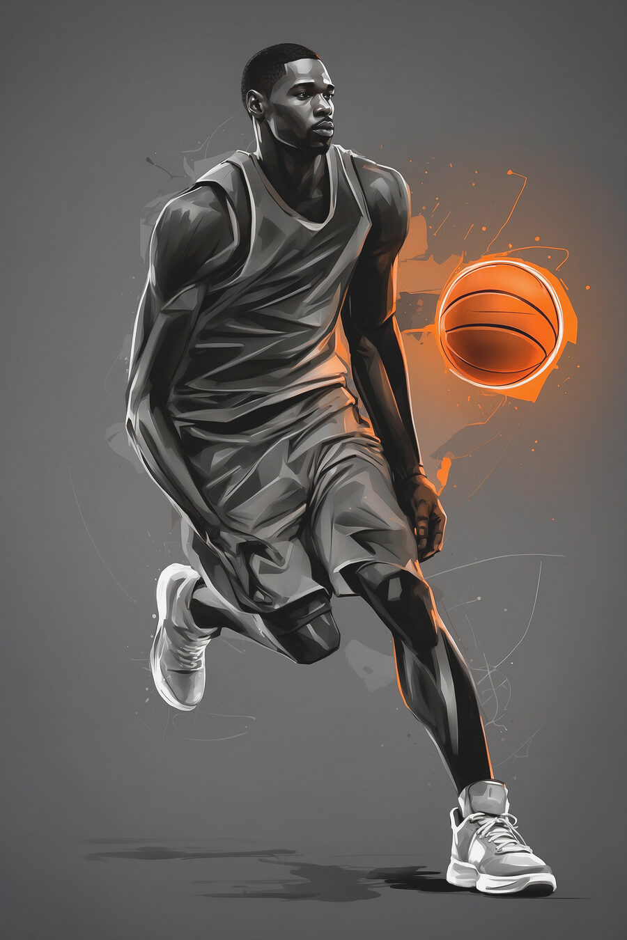 Een basketbalspeler met een bal