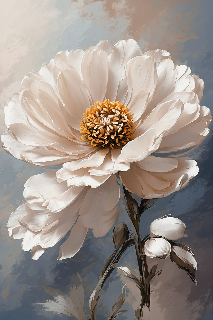 Een witte bloem met geel hart