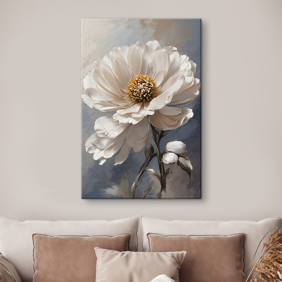 Een witte bloem met geel hart