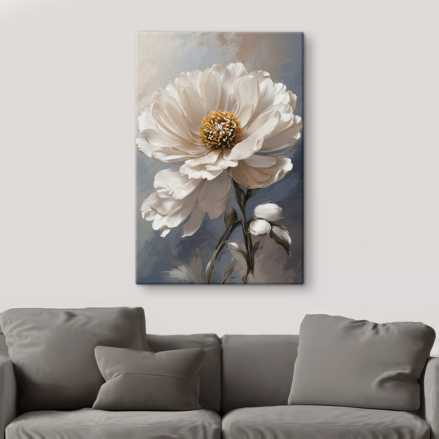 Een witte bloem met geel hart