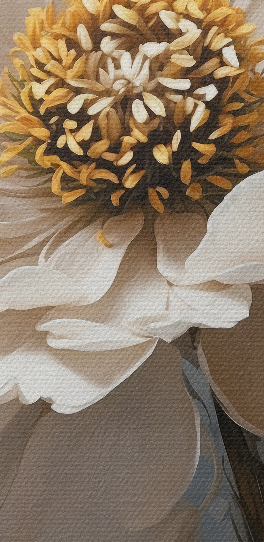 Een witte bloem met geel hart