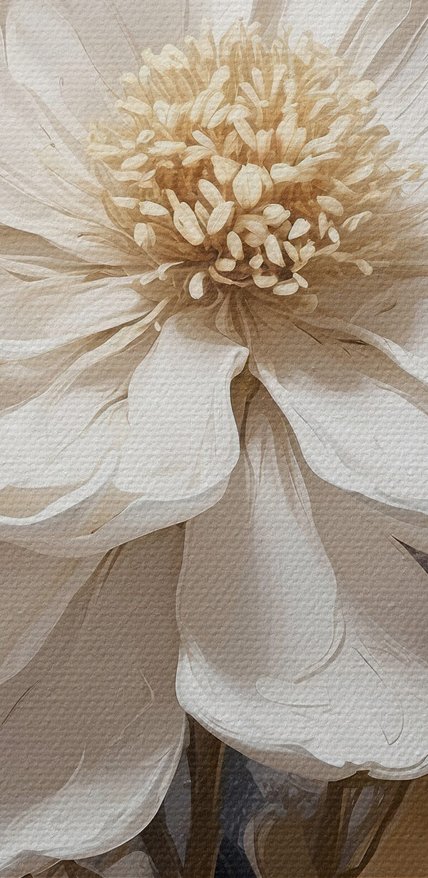 Een witte bloem met bruine bladeren Een witte bloem met bruine bladeren